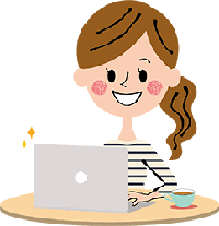 女性がノートパソコンを使っているイラスト